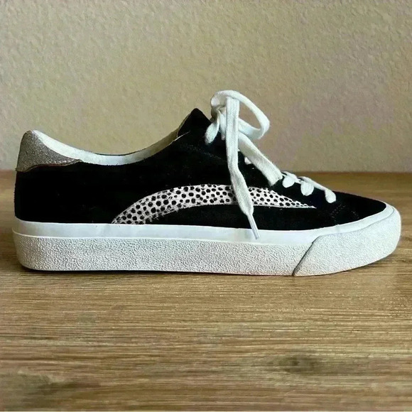 Madewell Sidewalk Low-Top Sneakers Suede Size 7.5 M Black Leopard & Sparkle - Picture 4 of 10